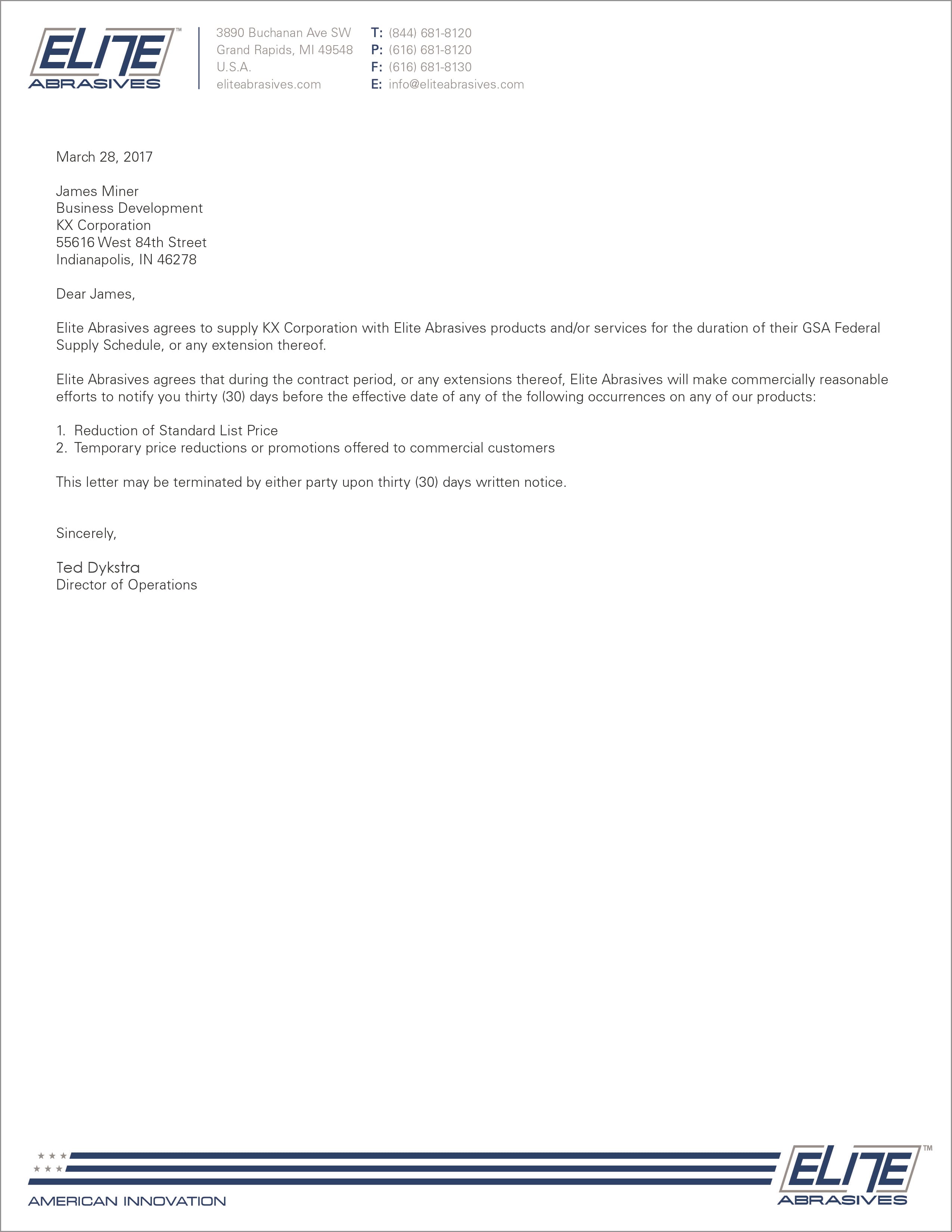 Elite Abrasives letterhead and corporate identity system
