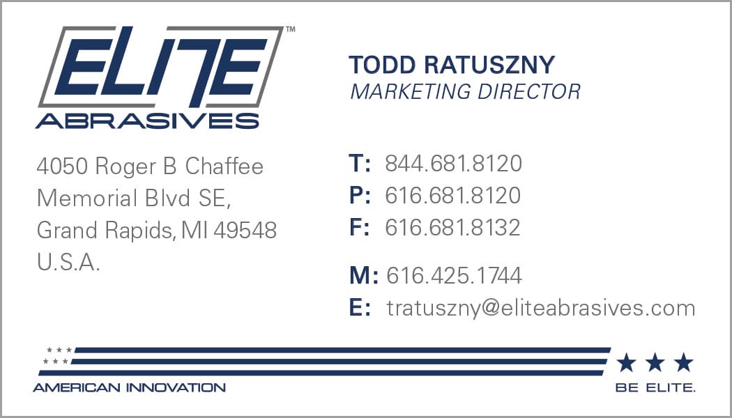 Elite Abrasives business card identity application