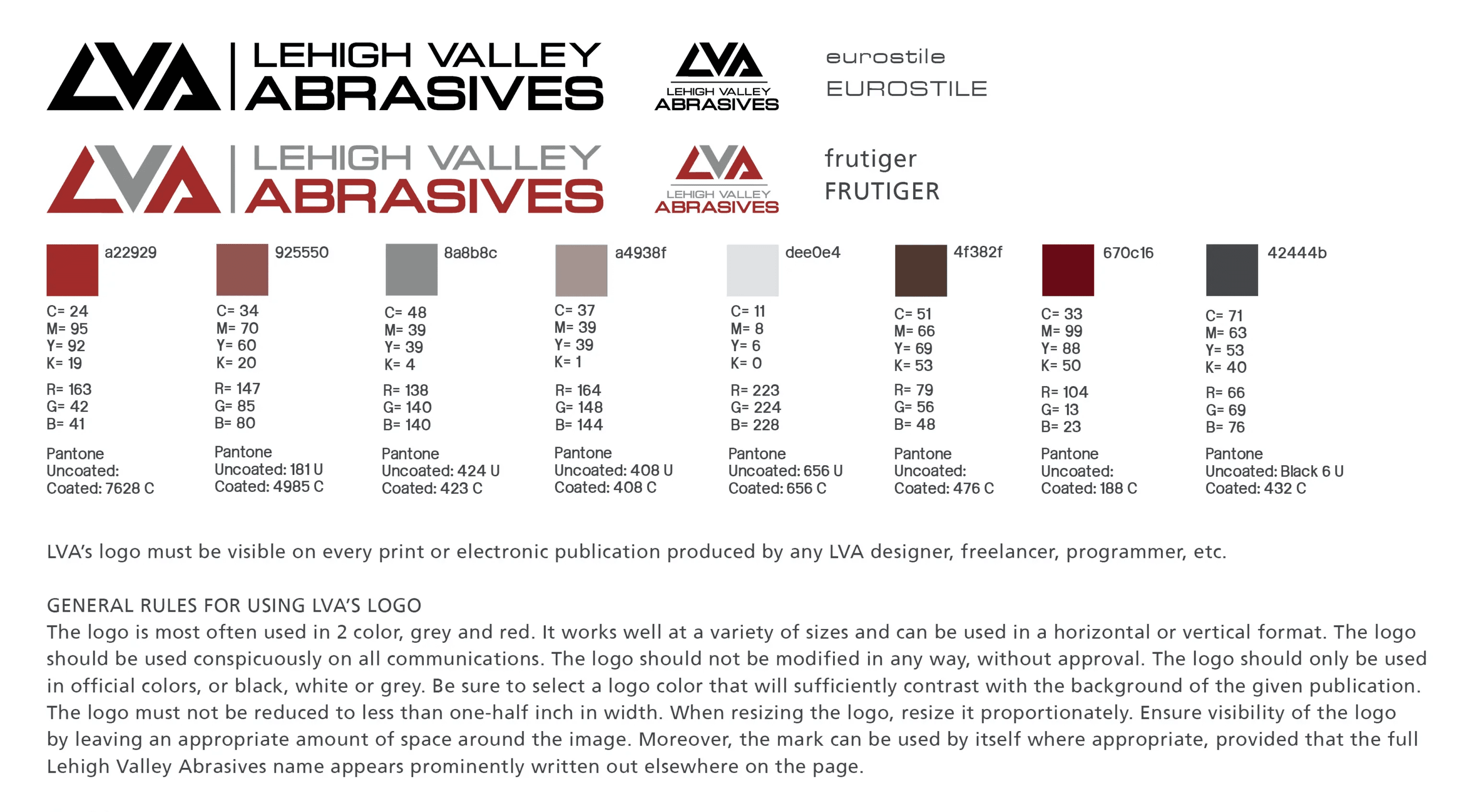 Lehigh Valley Abrasives brand standards and identity system