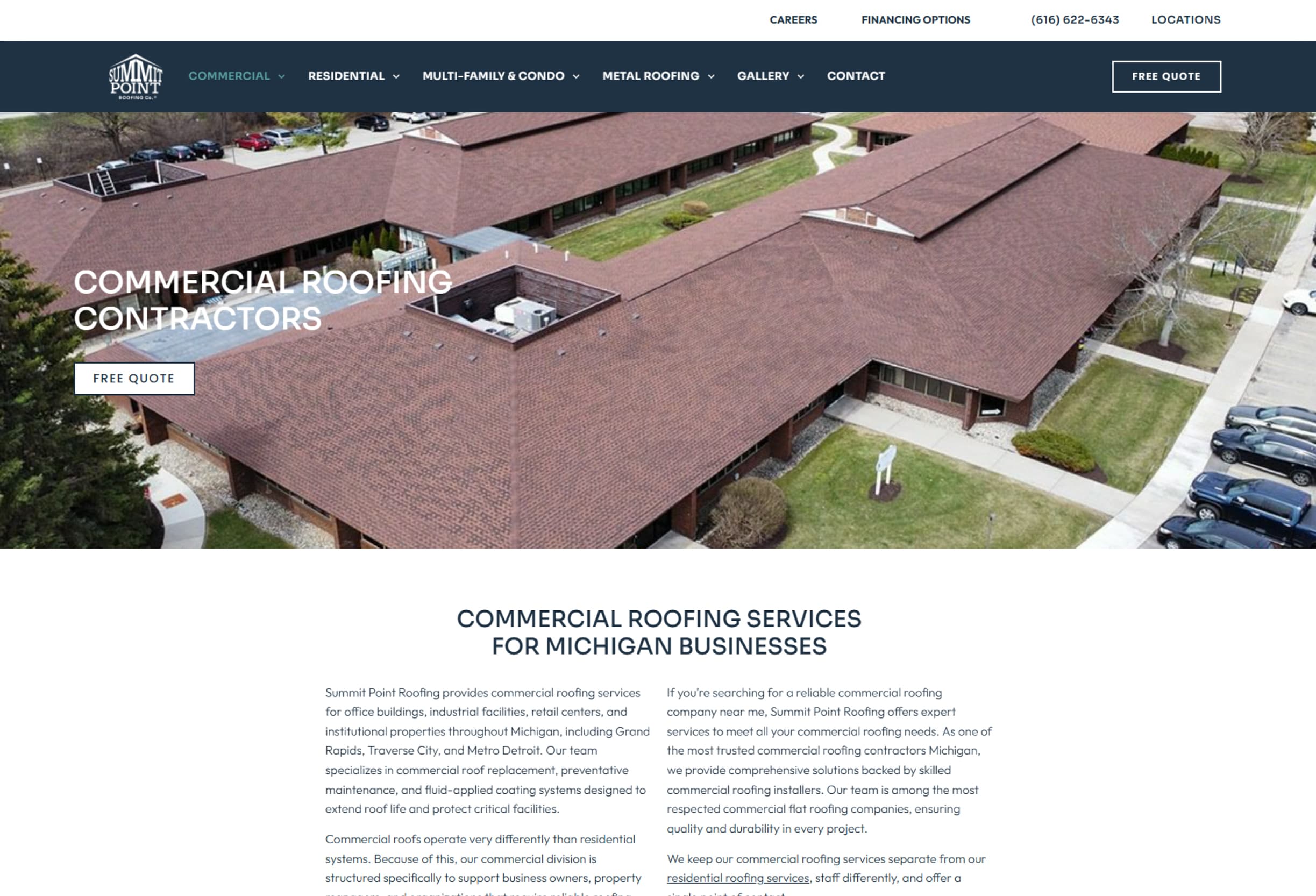 Summit Point Roofing website content and service pages