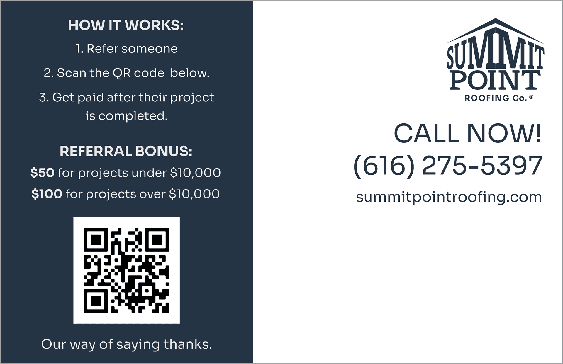 Summit Point Roofing customer acquisition campaign