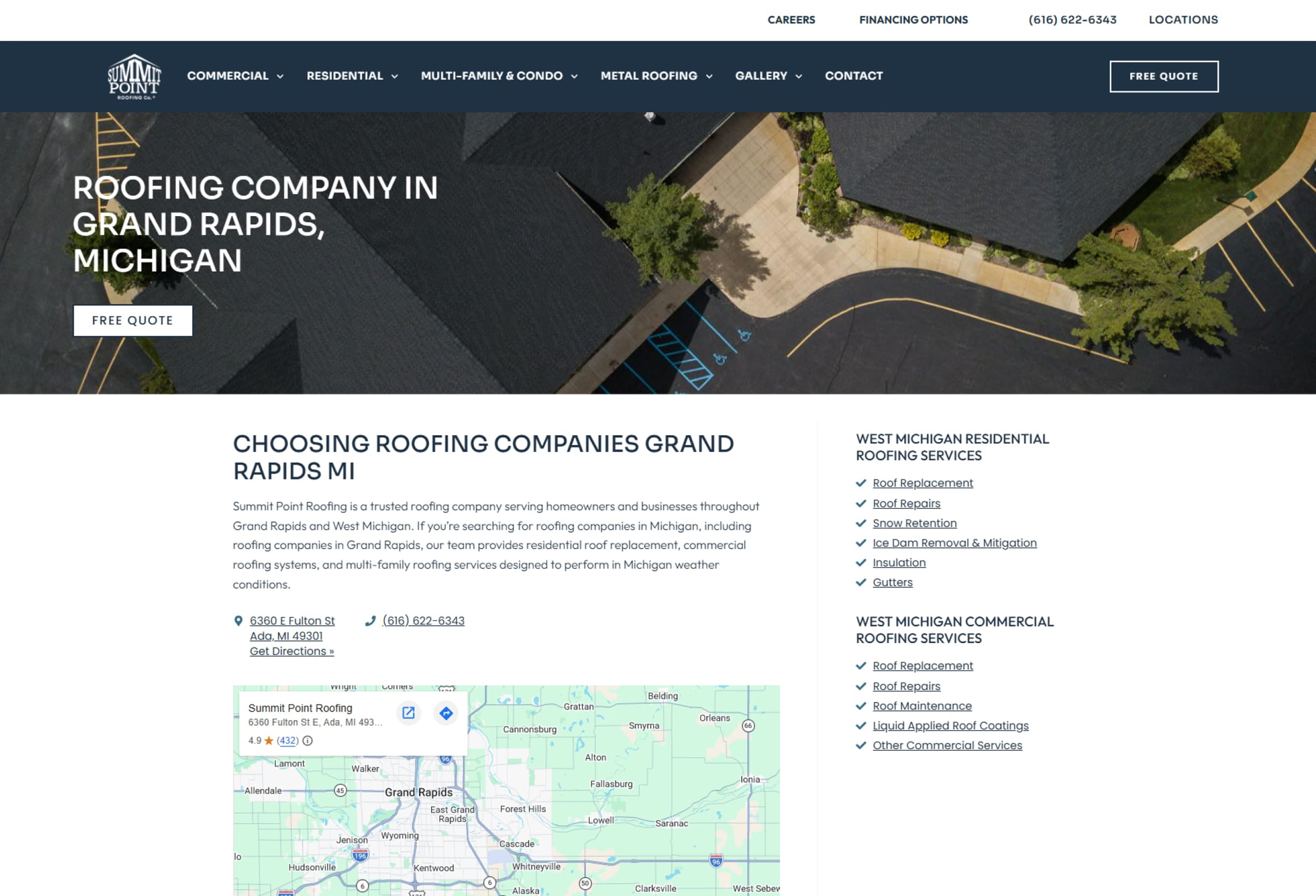 Summit Point Roofing digital content example