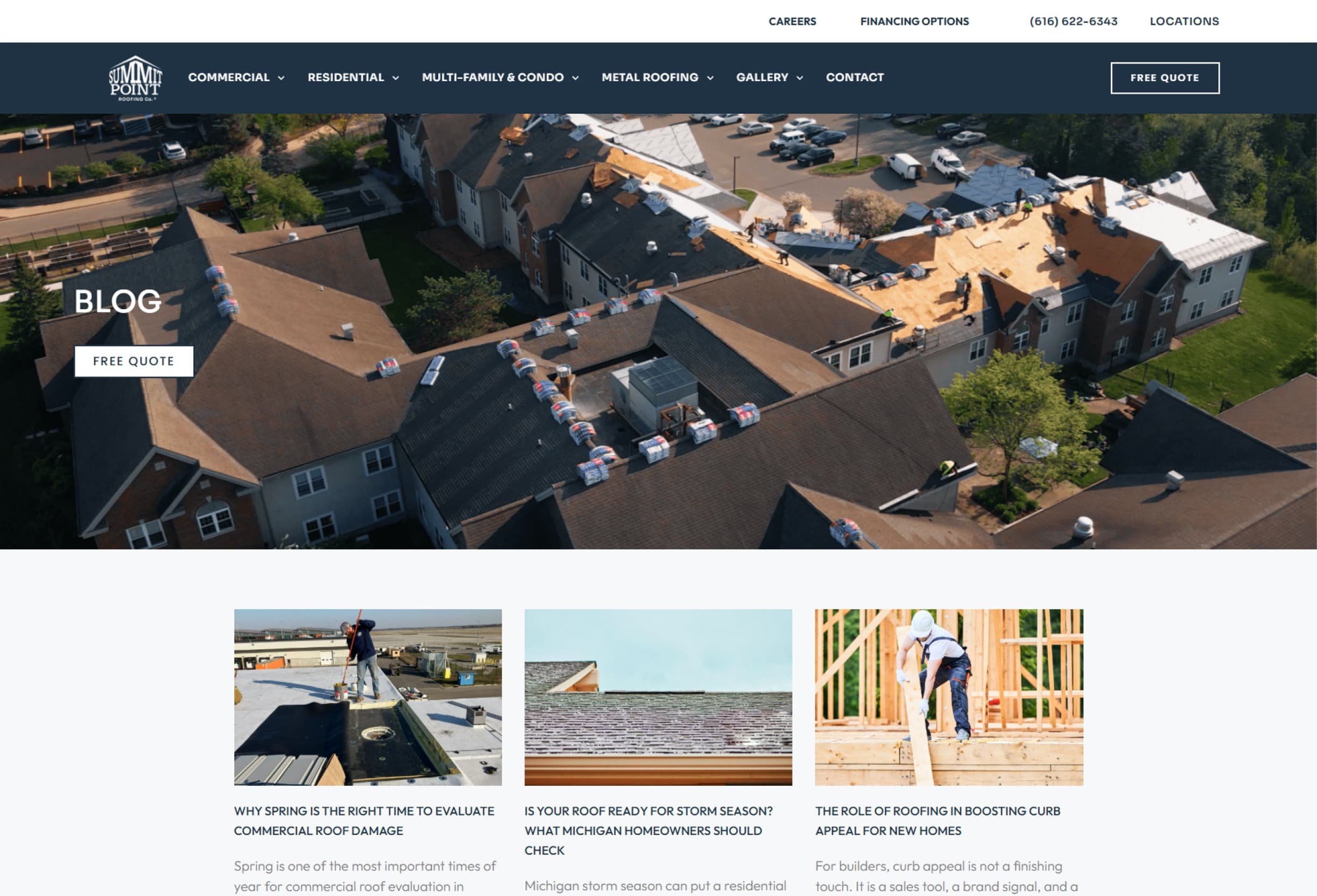 Summit Point Roofing blog and content marketing experience