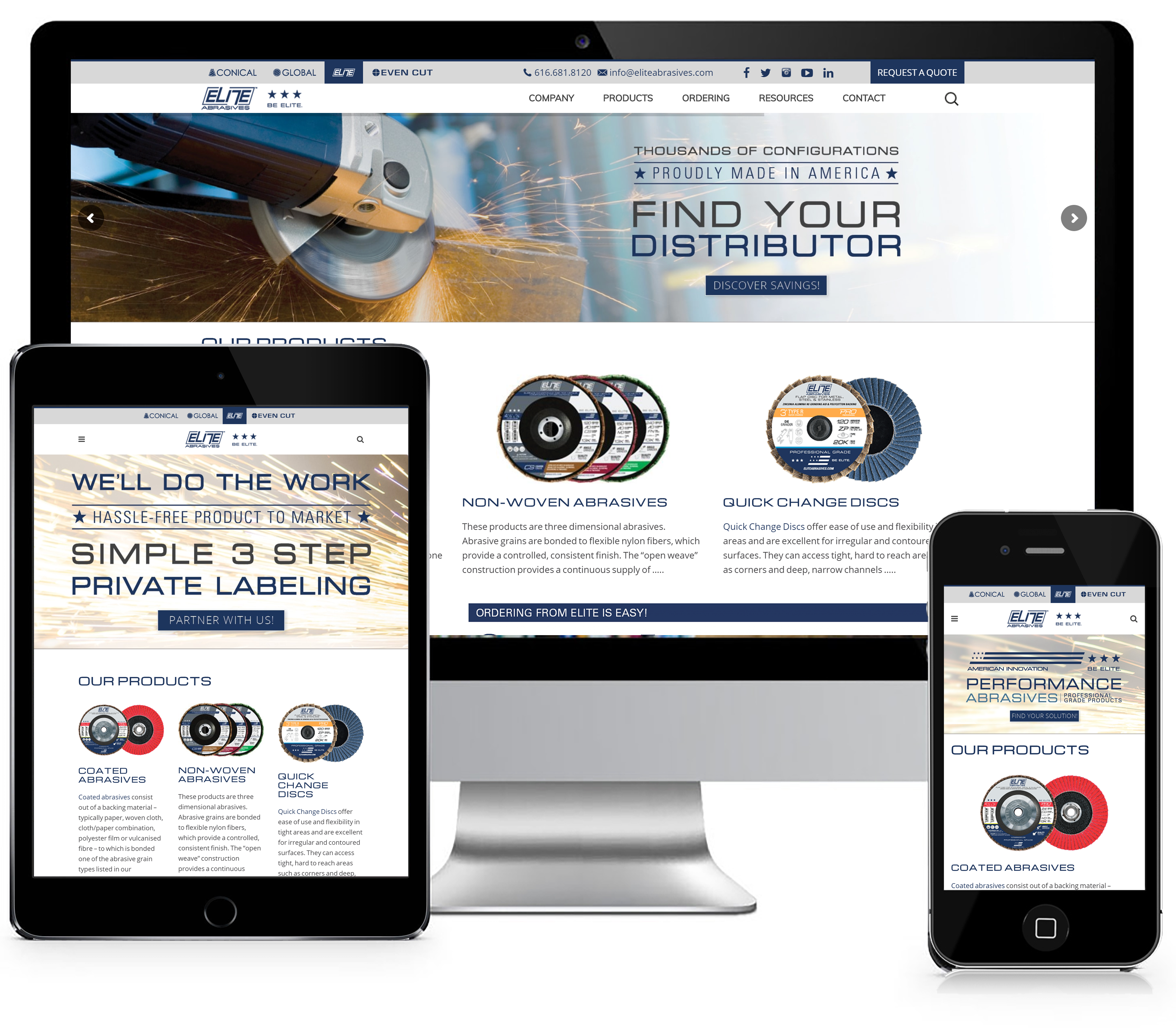 Elite Abrasives responsive ecommerce website