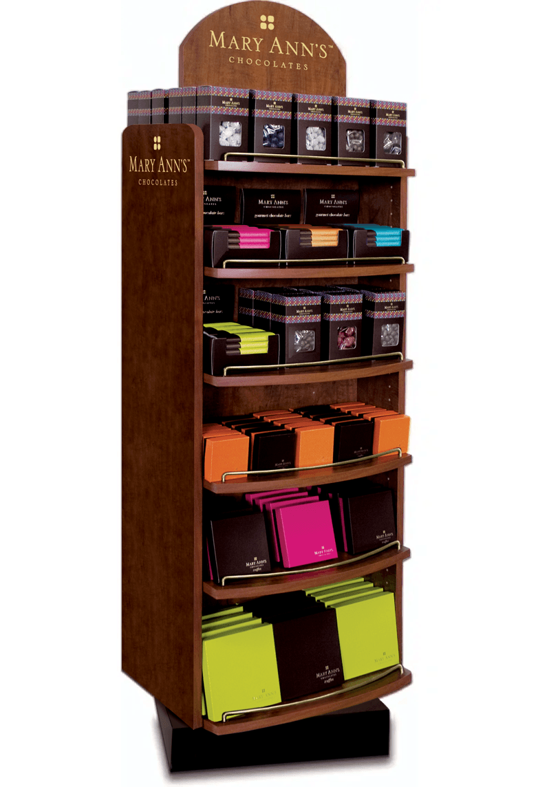 Mary Ann's Chocolates freestanding retail display
