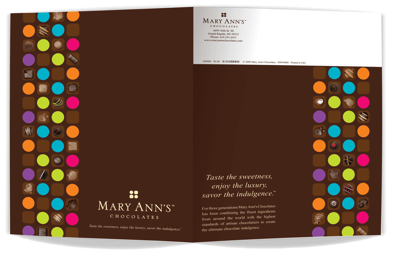 Mary Ann's Chocolates product catalog spread